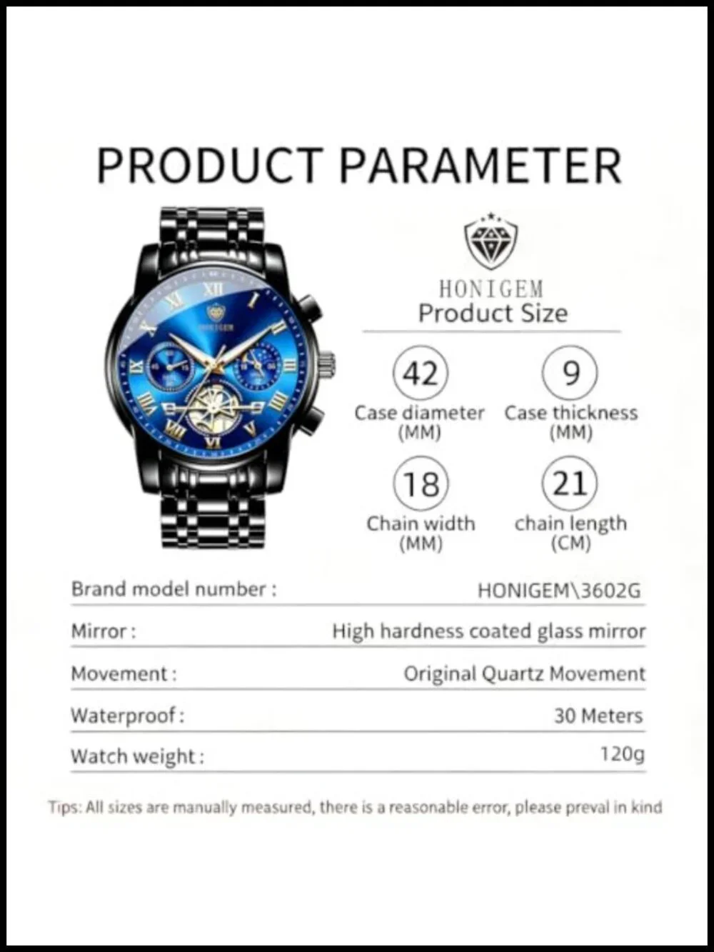 Mens Chronograph Watch Stainless Steel Business Dress Quartz